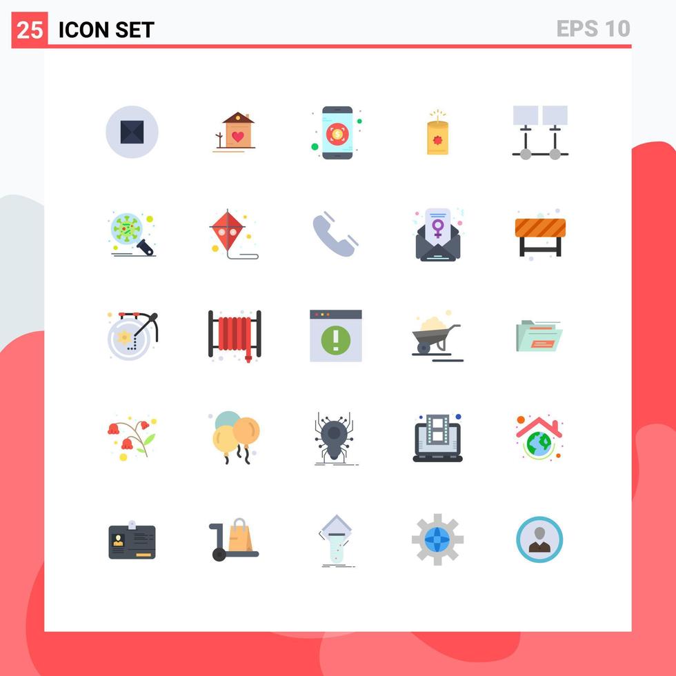 Editable Vector Line Pack of 25 Simple Flat Colors of network connection banking connect china Editable Vector Design Elements
