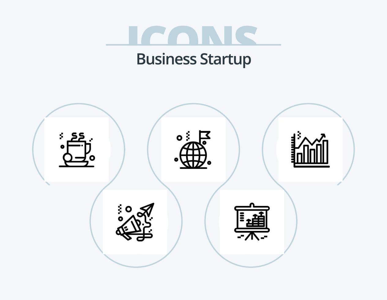 Business Startup Line Icon Pack 5 Icon Design. loading. dollar. tea. circle. bulb vector