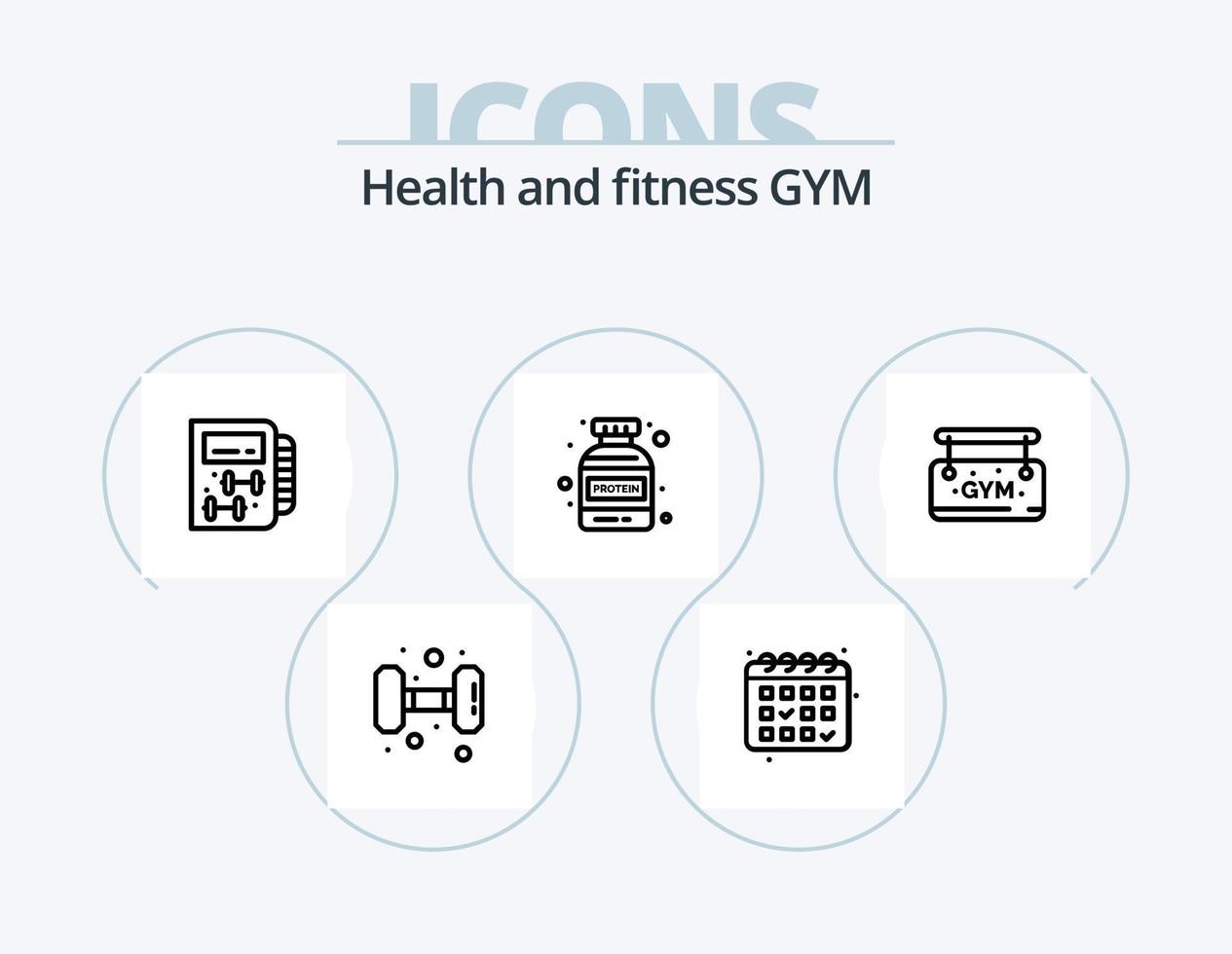 Gym Line Icon Pack 5 Icon Design. . gym. exercise. fitness. mobil vector