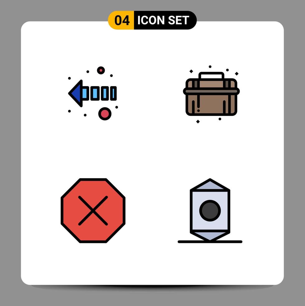 Modern Set of 4 Filledline Flat Colors and symbols such as arrow denied mechanical system food Editable Vector Design Elements