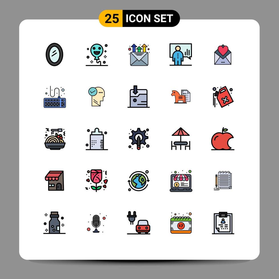 Set of 25 Modern UI Icons Symbols Signs for mail presentation mail man board Editable Vector Design Elements