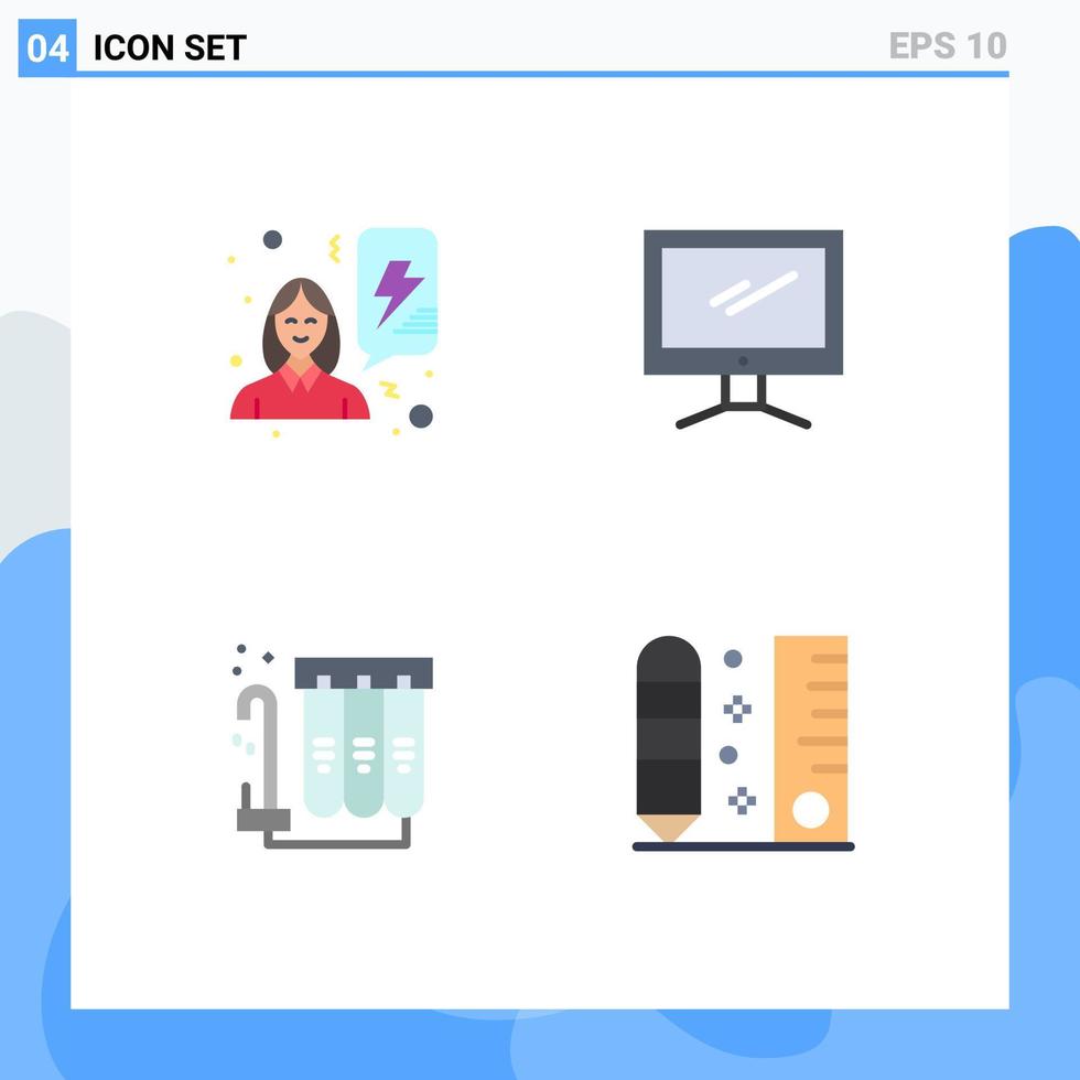4 Universal Flat Icon Signs Symbols of feminism filter celebrate device purification Editable Vector Design Elements