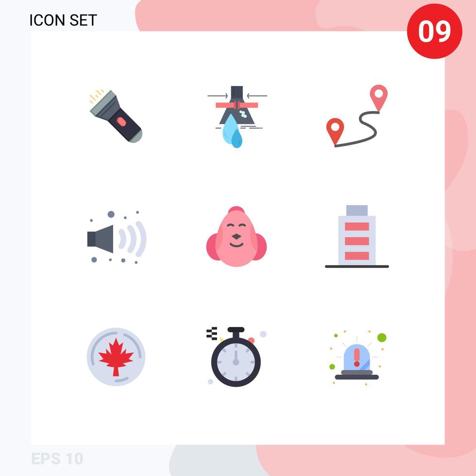 Pack of 9 Modern Flat Colors Signs and Symbols for Web Print Media such as easter egg pollution pollution gas Editable Vector Design Elements