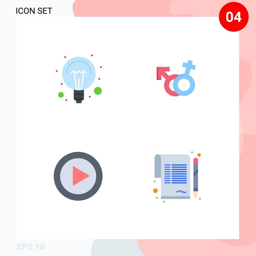 Editable Vector Line Pack of 4 Simple Flat Icons of education control light symbol music Editable Vector Design Elements
