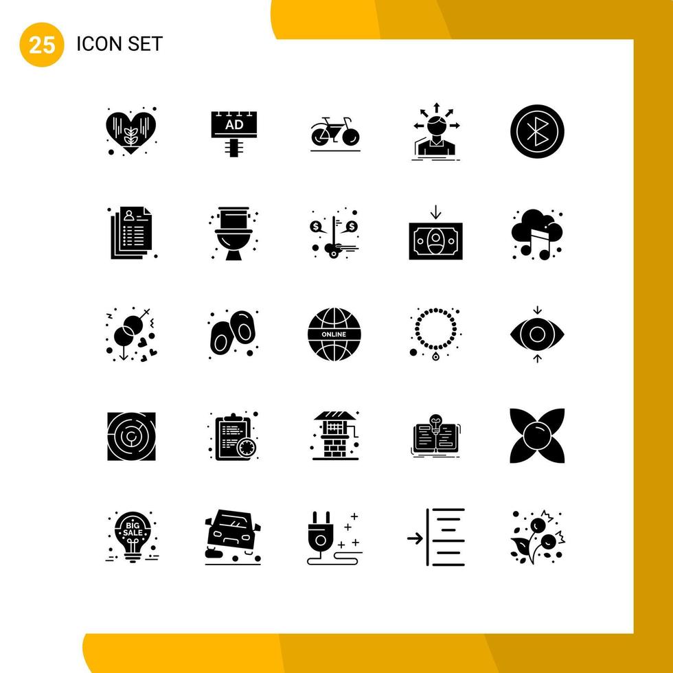 Universal Icon Symbols Group of 25 Modern Solid Glyphs of computer transition movement structure difference Editable Vector Design Elements