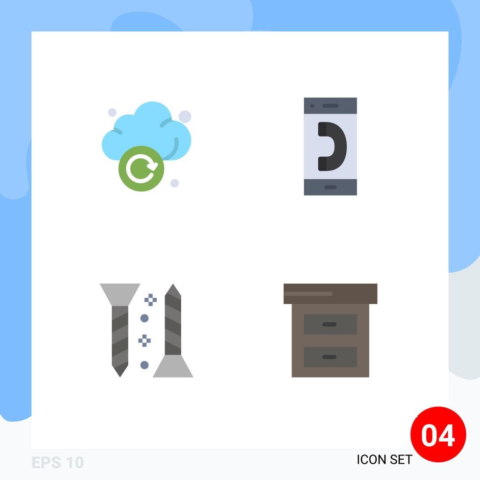4 Creative Icons Modern Signs and Symbols of cloud construction technology contact self fastening Editable Vector Design Elements