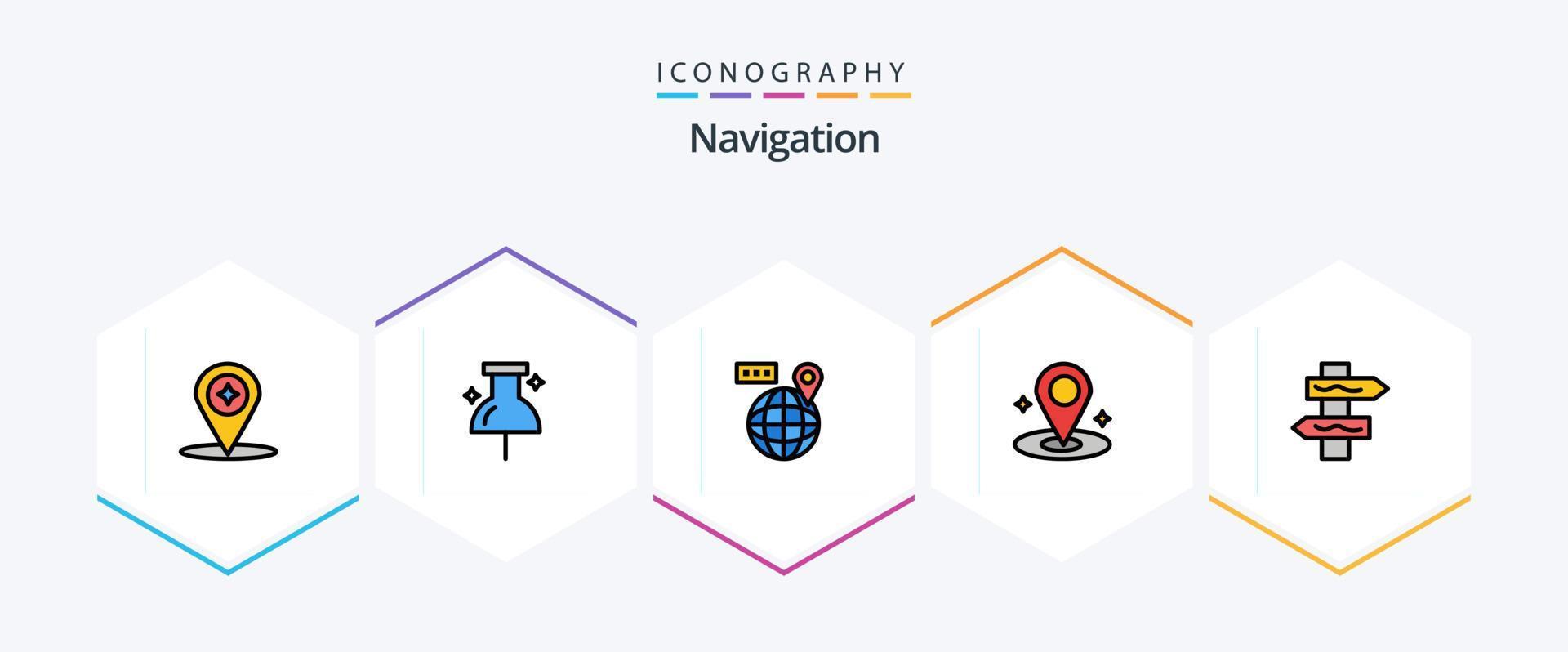 Navigation 25 FilledLine icon pack including . navigation. map. index. navigation vector