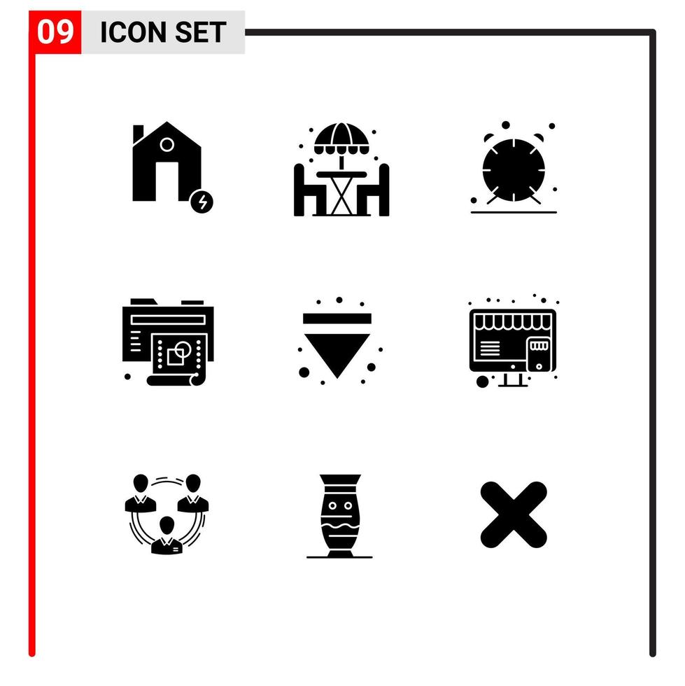 9 Creative Icons Modern Signs and Symbols of arrow new table process alert Editable Vector Design Elements