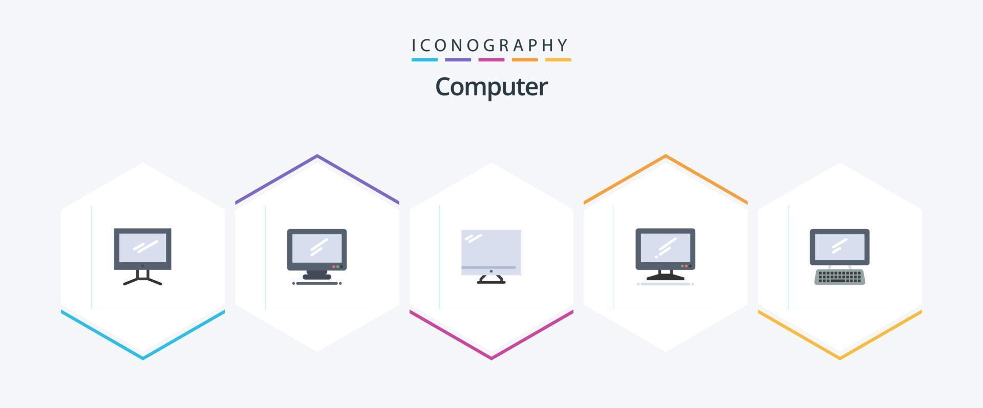 computadora 25 plano icono paquete incluso . teclado. vector