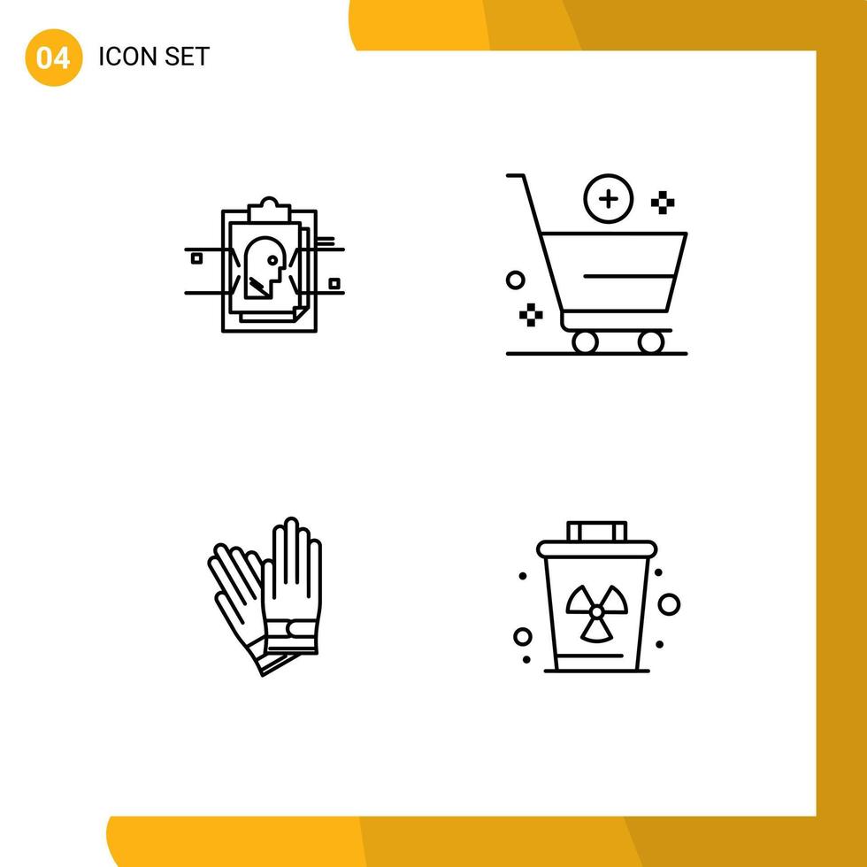 Modern Set of 4 Filledline Flat Colors and symbols such as report gloves user id cart construction Editable Vector Design Elements