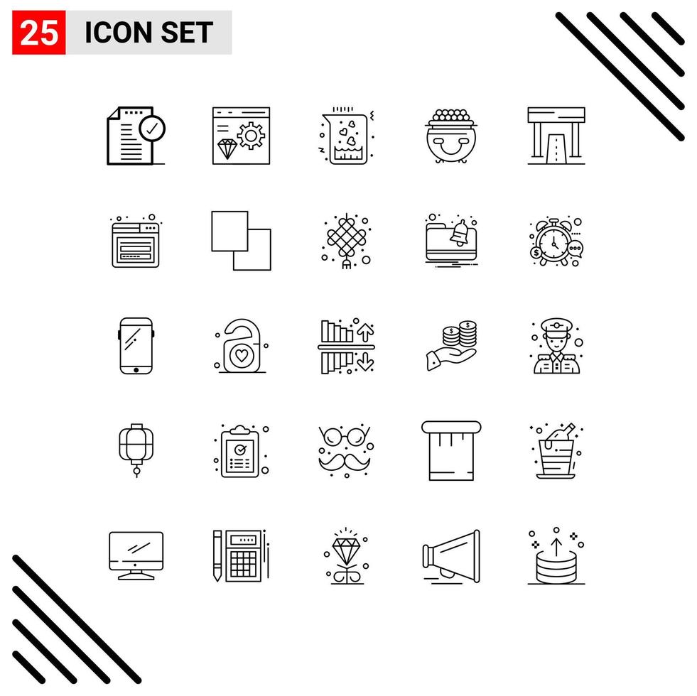 25 Line concept for Websites Mobile and Apps patricks gold develop fortune heart Editable Vector Design Elements