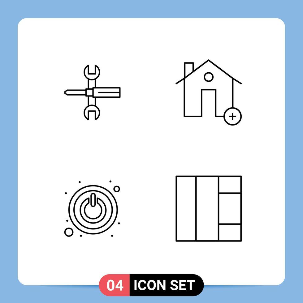 valores vector icono paquete de 4 4 línea señales y símbolos para ajustes casa llave añadir poder editable vector diseño elementos