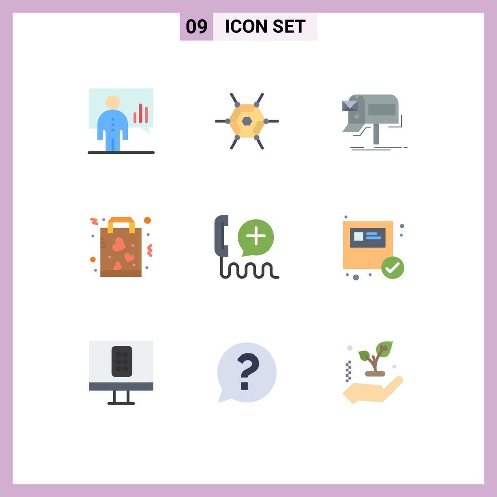 Set of 9 Modern UI Icons Symbols Signs for shopping love campaigns favorite mail Editable Vector Design Elements