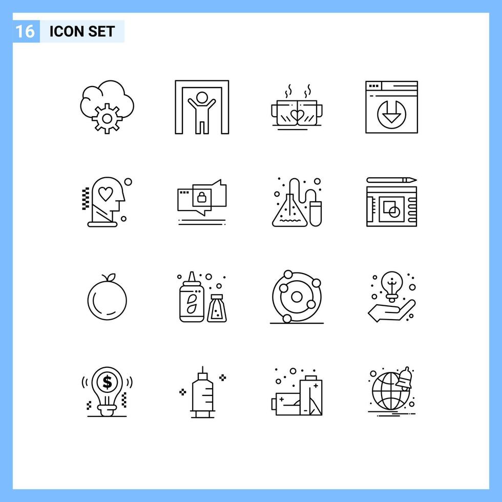 16 Thematic Vector Outlines and Editable Symbols of process head love brain server download Editable Vector Design Elements