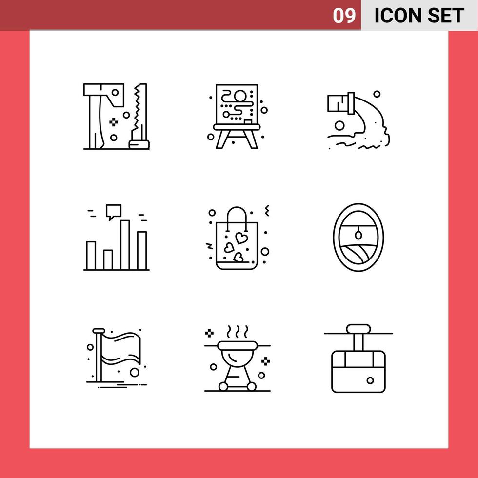 conjunto de 9 9 moderno ui íconos símbolos señales para regalo márketing contaminación grafico negocio editable vector diseño elementos