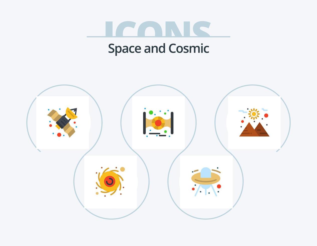 Space Flat Icon Pack 5 Icon Design. . sun. satellite. space. star wars vector