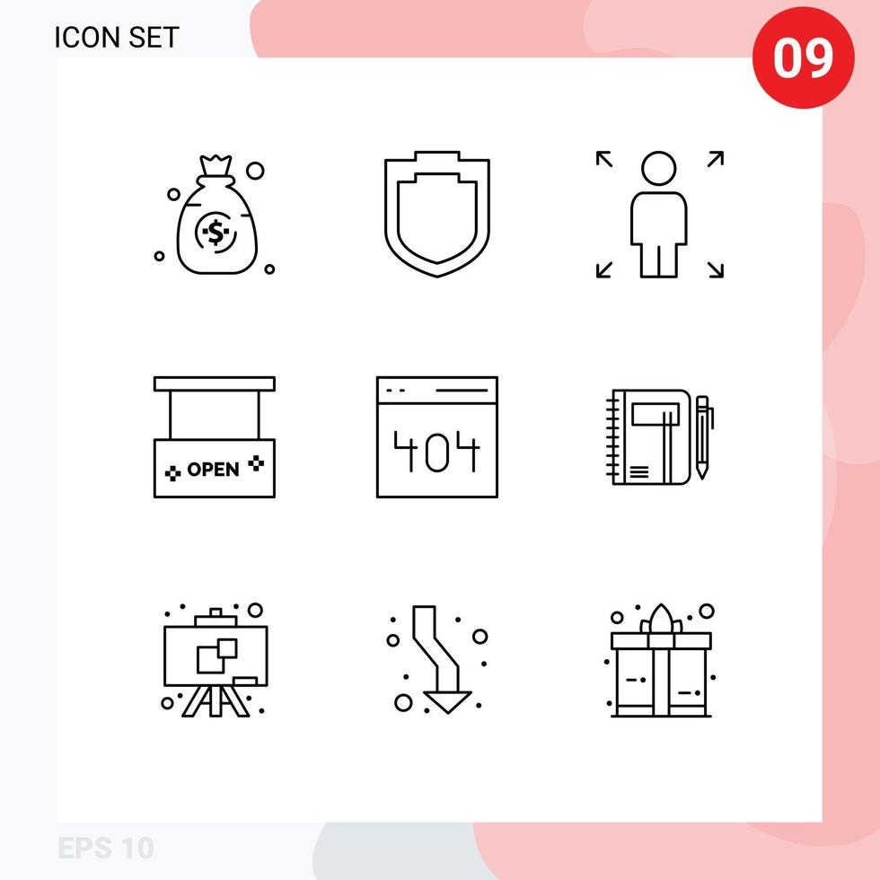 9 Outline concept for Websites Mobile and Apps user interface person communication open salon Editable Vector Design Elements