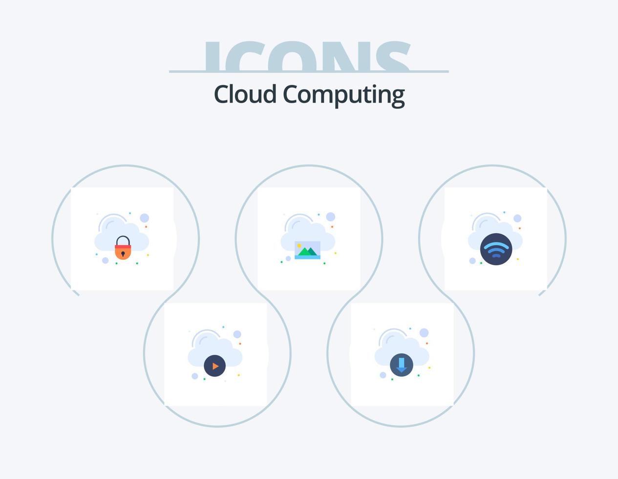 Cloud Computing Flat Icon Pack 5 Icon Design. internet. picture. cloud. photo. image vector