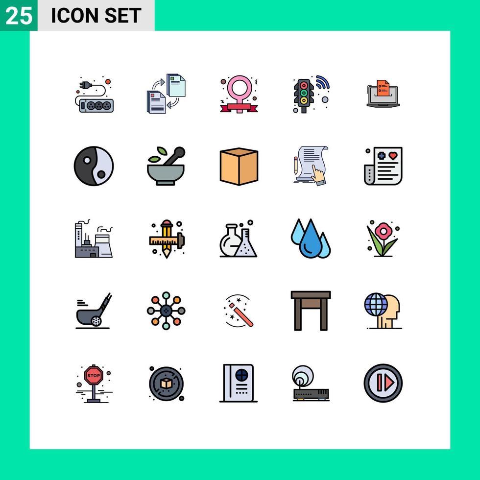 Universal Icon Symbols Group of 25 Modern Filled line Flat Colors of business traffic signal banner smart management Editable Vector Design Elements