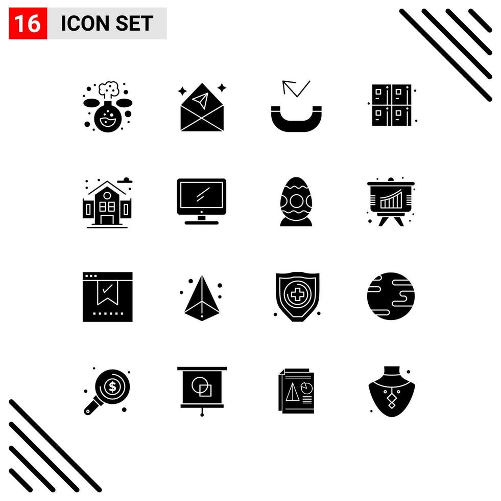 Universal Icon Symbols Group of 16 Modern Solid Glyphs of computer life missed city education Editable Vector Design Elements