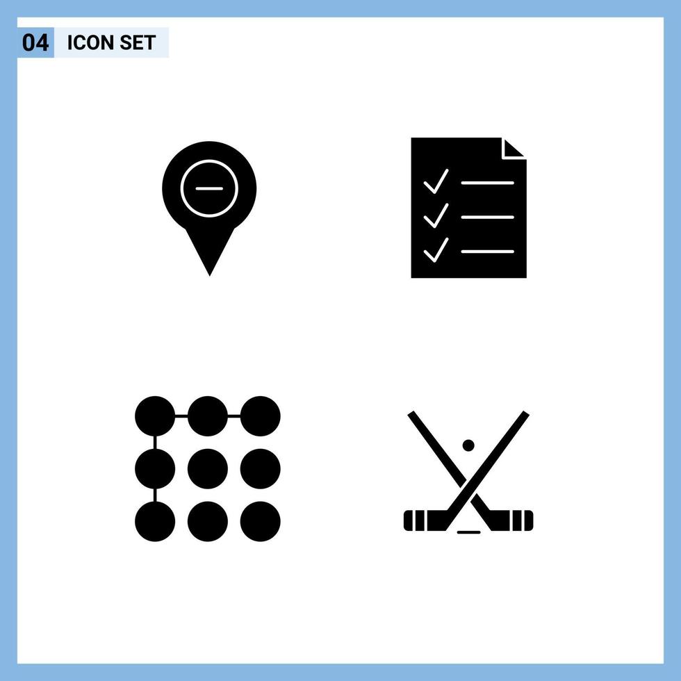 Modern Set of 4 Solid Glyphs and symbols such as location pattern pin file emblem Editable Vector Design Elements