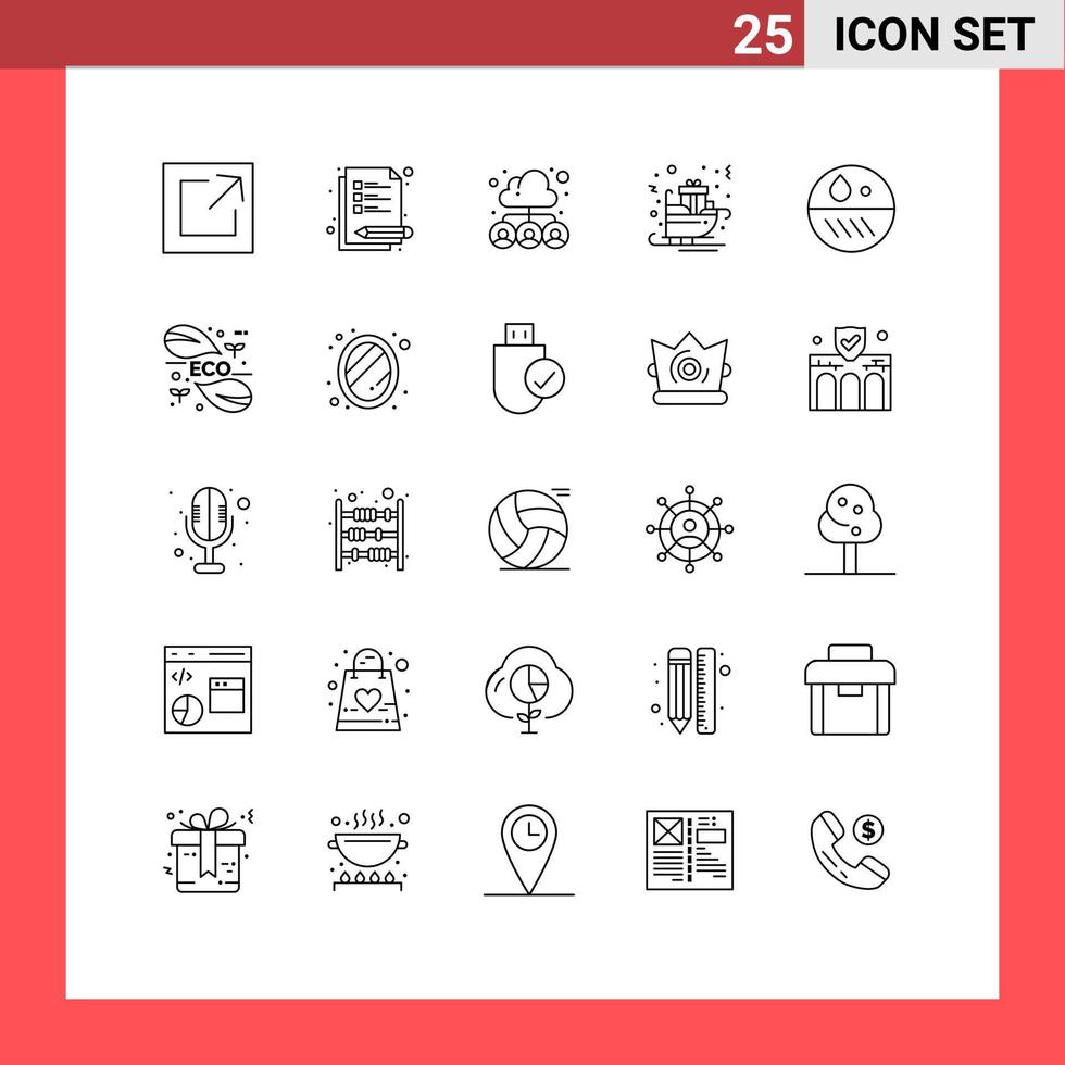 User Interface Pack of 25 Basic Lines of dermatology sledge people sled gifts Editable Vector Design Elements