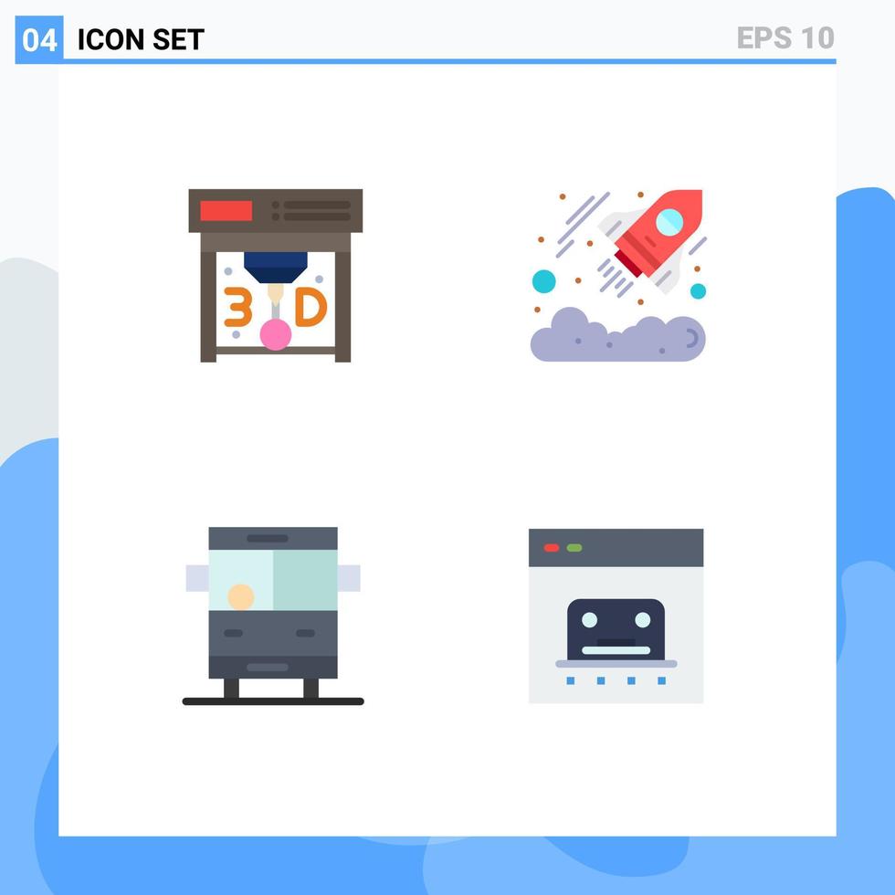Group of 4 Flat Icons Signs and Symbols for printing school business startup banking Editable Vector Design Elements