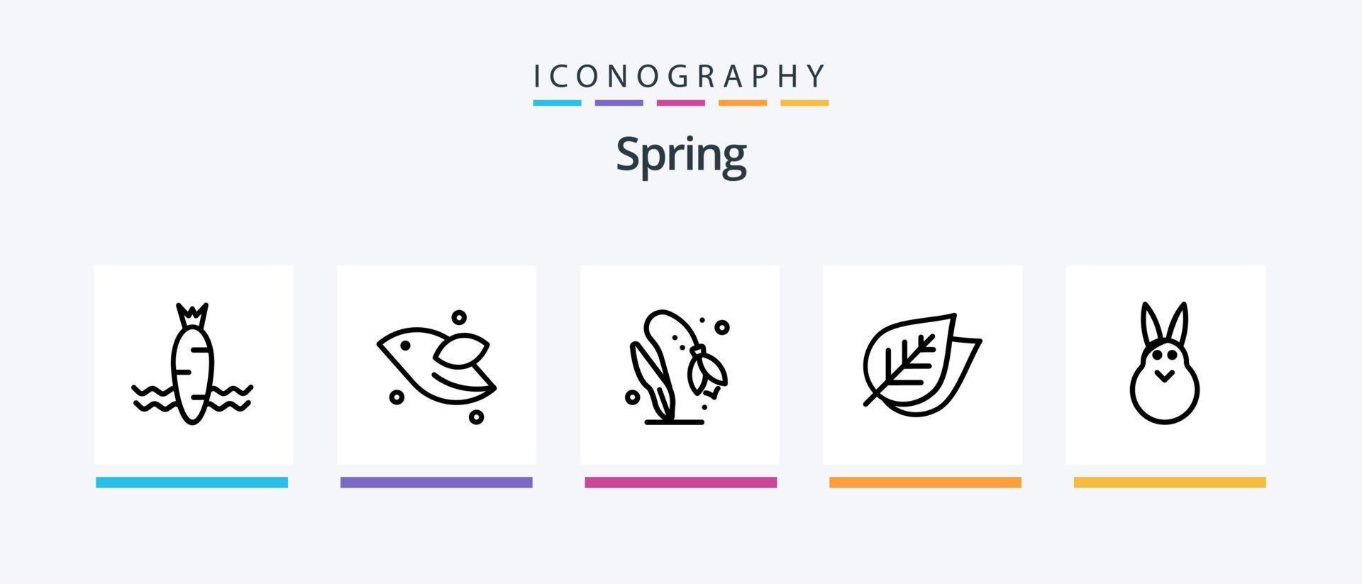 Spring Line 5 Icon Pack Including . weather. ladybug. rain. rabbit. Creative Icons Design vector