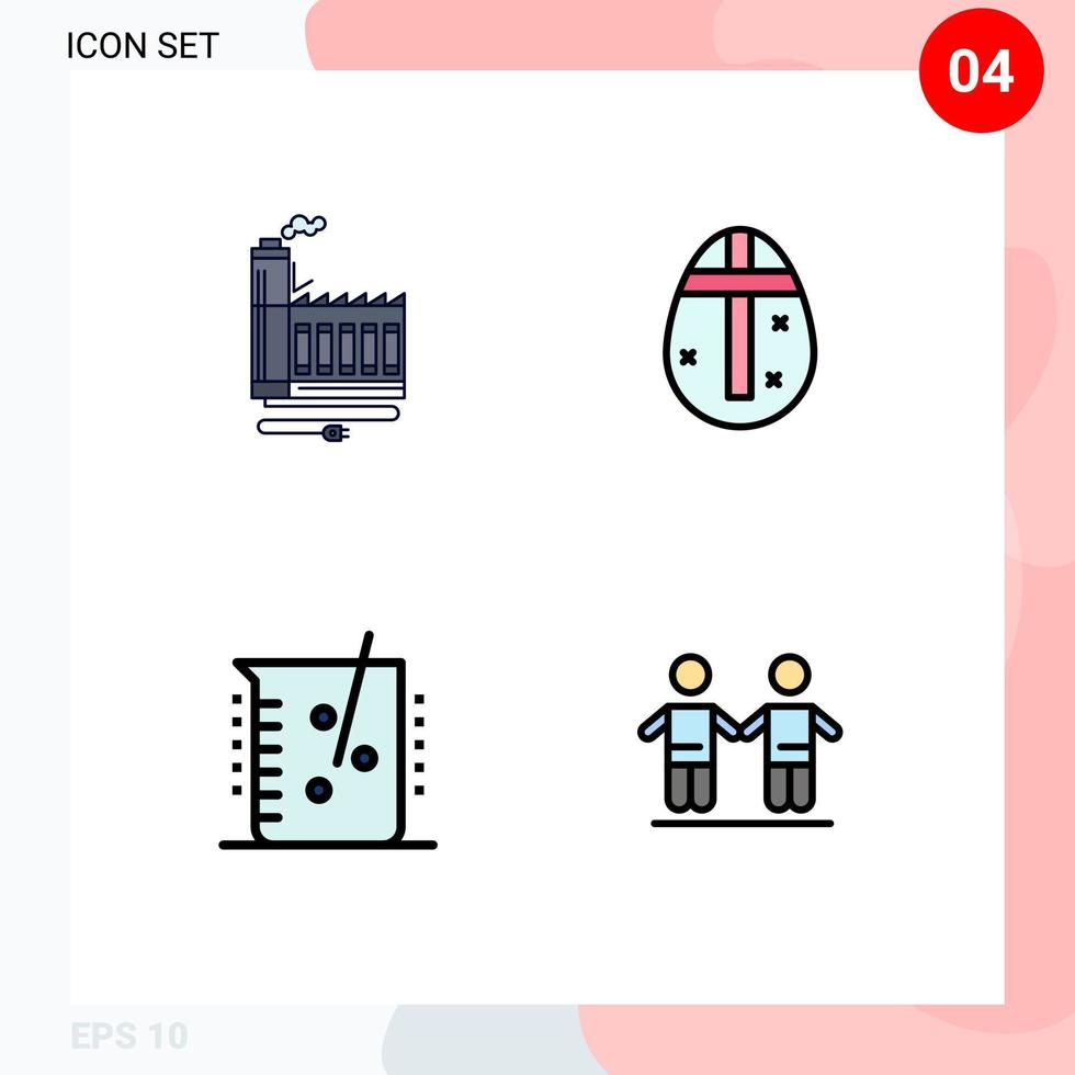 4 Creative Icons Modern Signs and Symbols of consumption acid factory egg chemical industry Editable Vector Design Elements