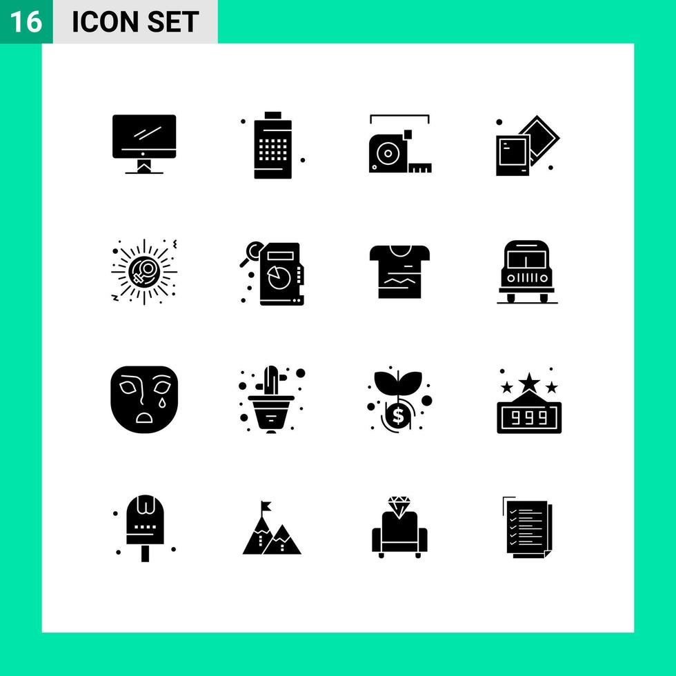 Pictogram Set of 16 Simple Solid Glyphs of photo creative phone ruler meter Editable Vector Design Elements