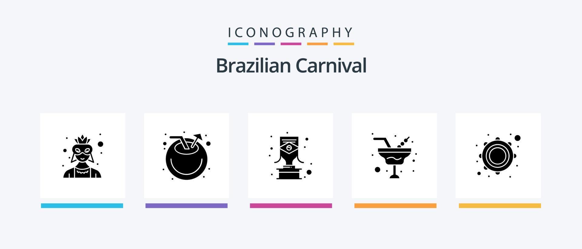 brasileño carnaval glifo 5 5 icono paquete incluso música. vaso. brasileño. vino. champán creativo íconos diseño vector