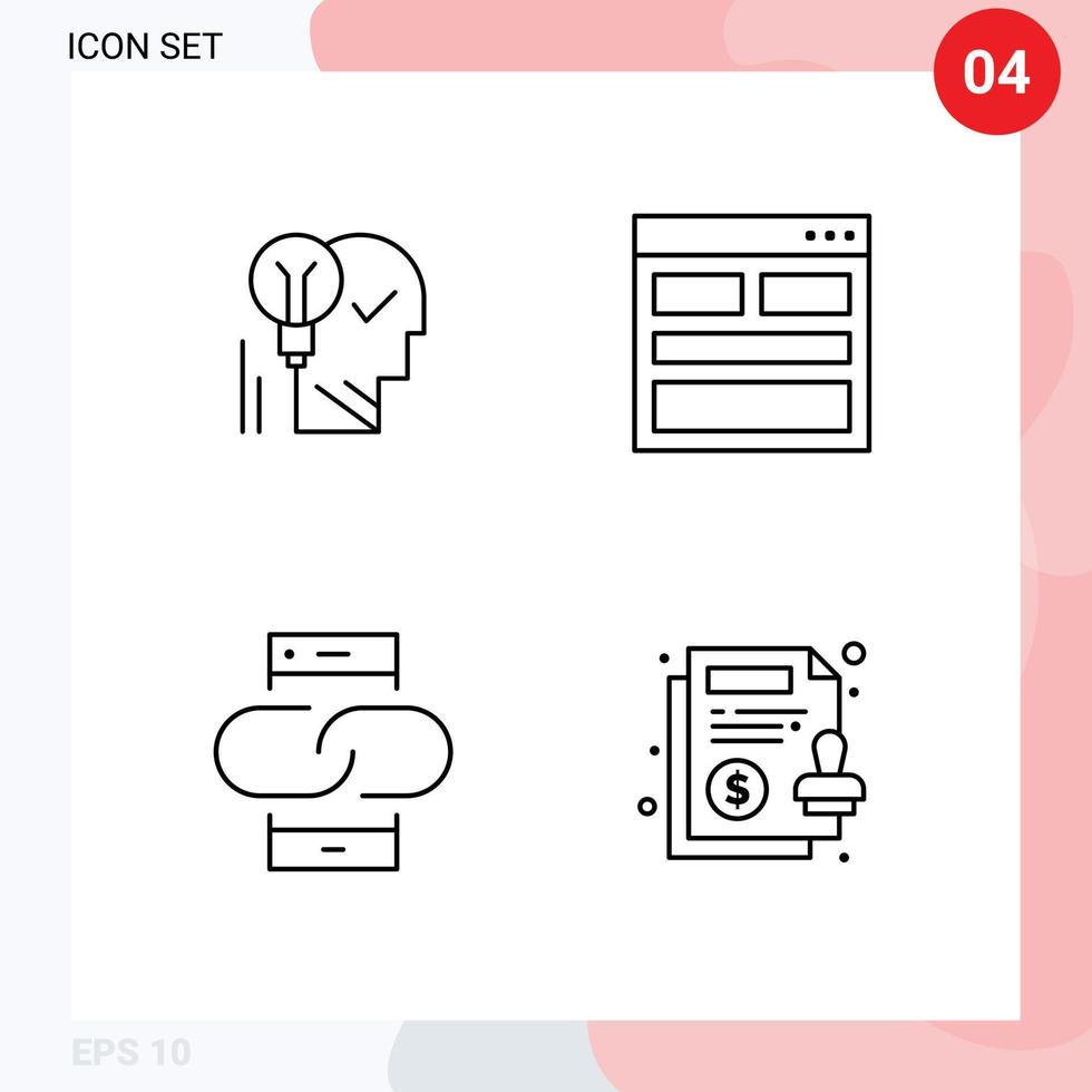 Universal Icon Symbols Group of 4 Modern Filledline Flat Colors of creative contact lightbulb power form Editable Vector Design Elements