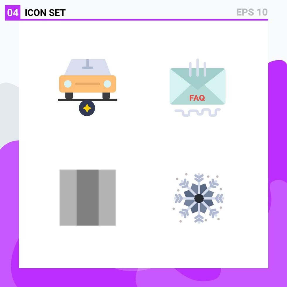 Stock Vector Icon Pack of 4 Line Signs and Symbols for car grid vehicles email christmas Editable Vector Design Elements