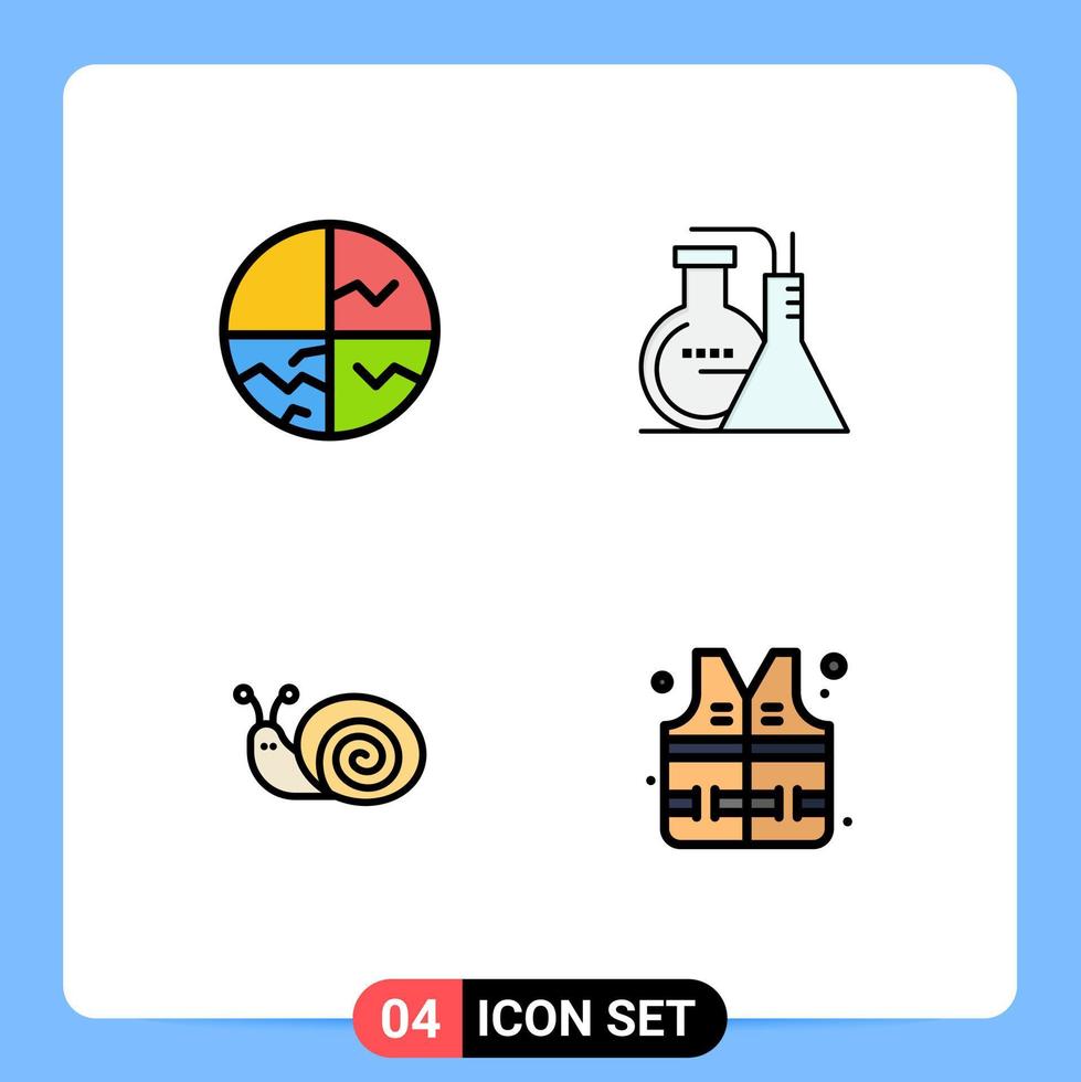 4 User Interface Filledline Flat Color Pack of modern Signs and Symbols of dry skin bug skin reaction snail Editable Vector Design Elements
