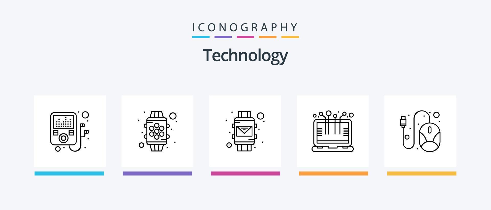 tecnología línea 5 5 icono paquete incluso hierba. electricidad. cable. ecológico. micrófono. creativo íconos diseño vector