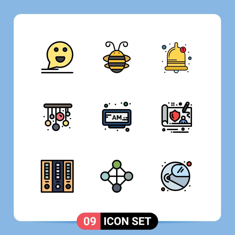 Set of 9 Modern UI Icons Symbols Signs for am chandeliers ladybird living sound Editable Vector Design Elements