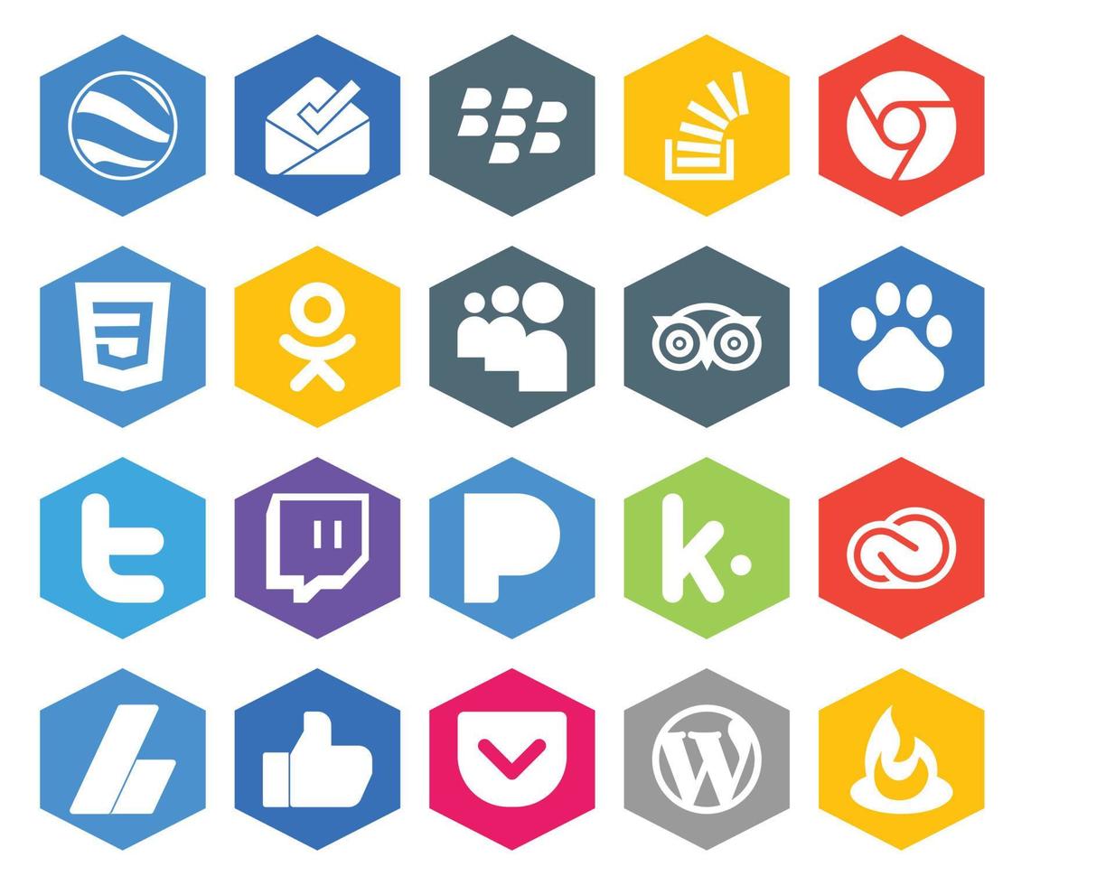 20 Social Media Icon Pack Including pandora tweet css twitter travel vector