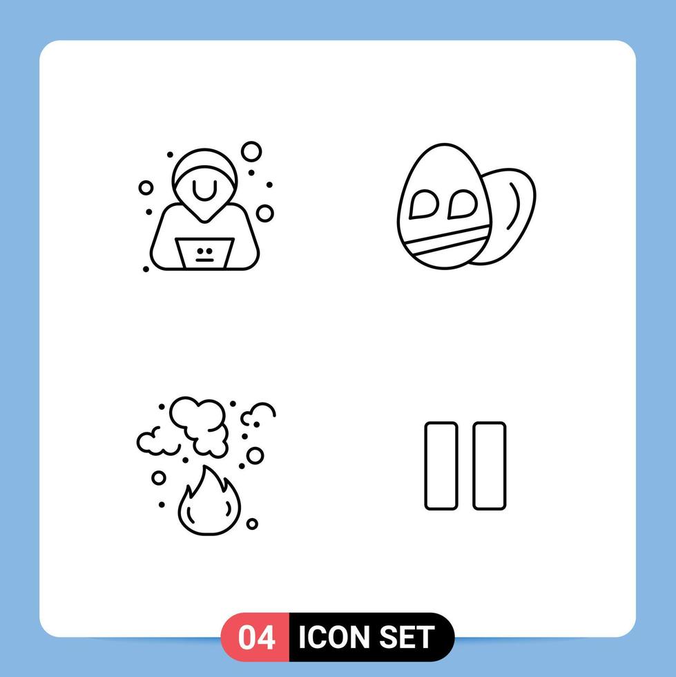 Group of 4 Filledline Flat Colors Signs and Symbols for confirm pollution egg burn control Editable Vector Design Elements