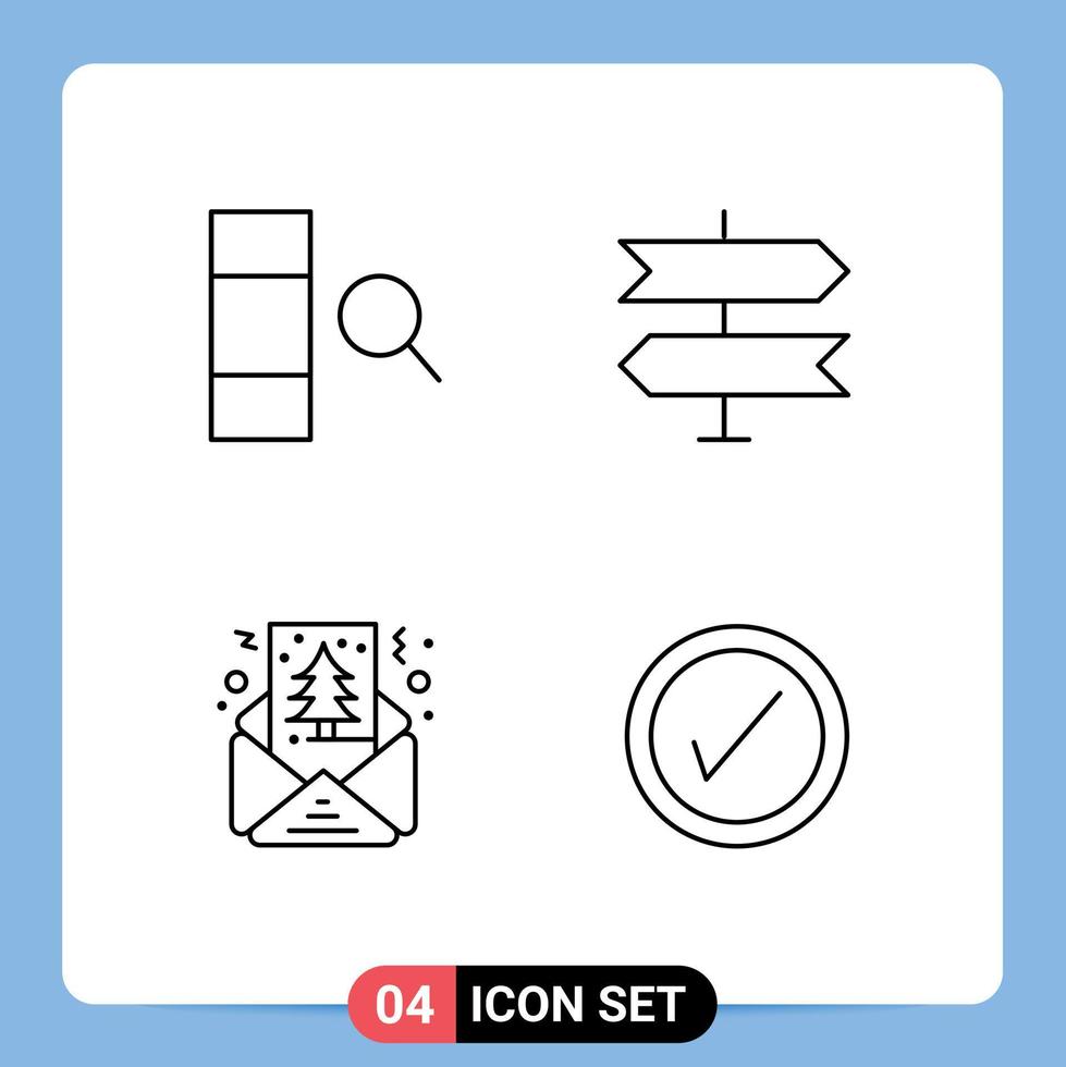 4 User Interface Line Pack of modern Signs and Symbols of column shapes direction card interface Editable Vector Design Elements