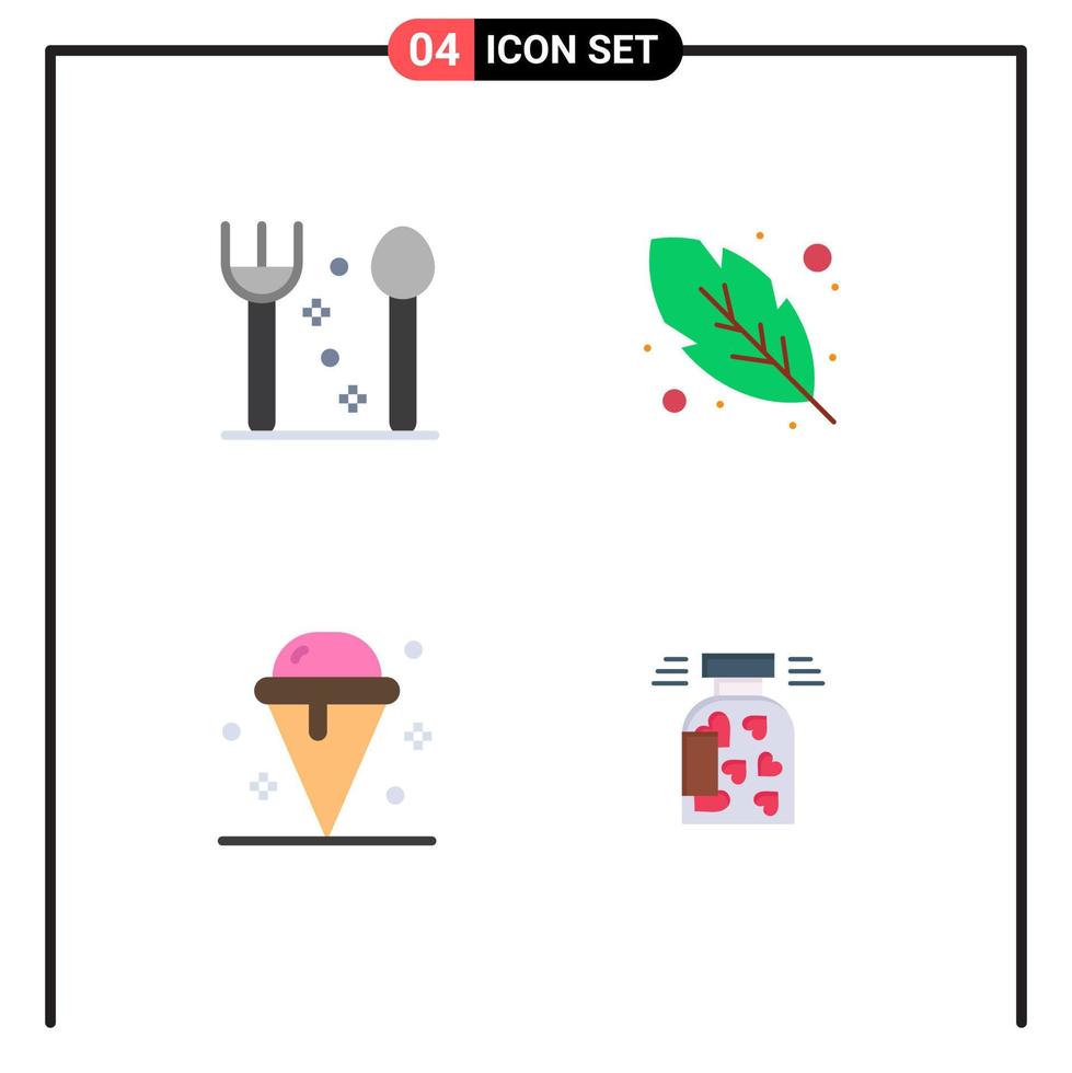 4 Universal Flat Icon Signs Symbols of cutlery summer calligraphy cream jar Editable Vector Design Elements