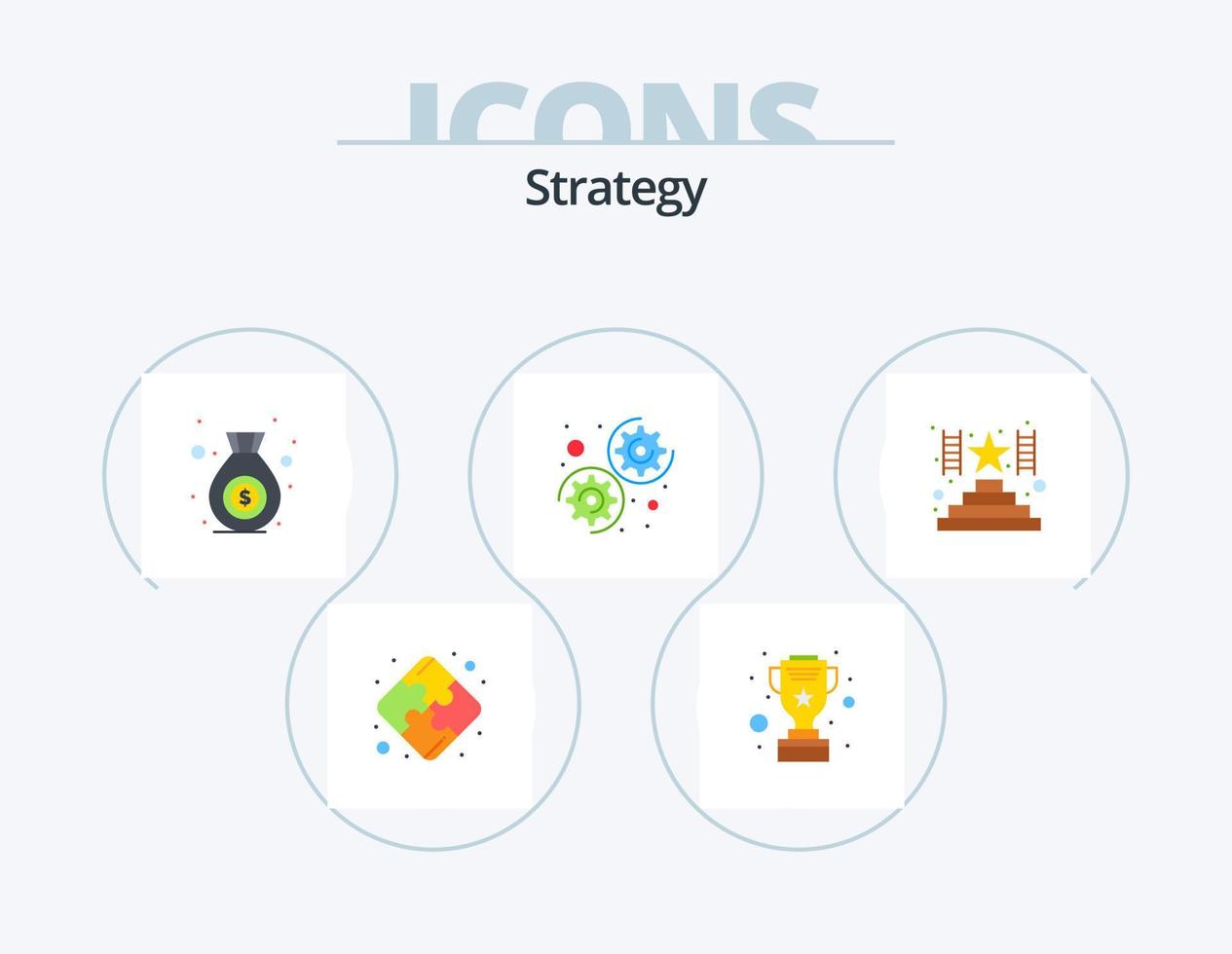 Strategy Flat Icon Pack 5 Icon Design. . award. finance. success. settings vector