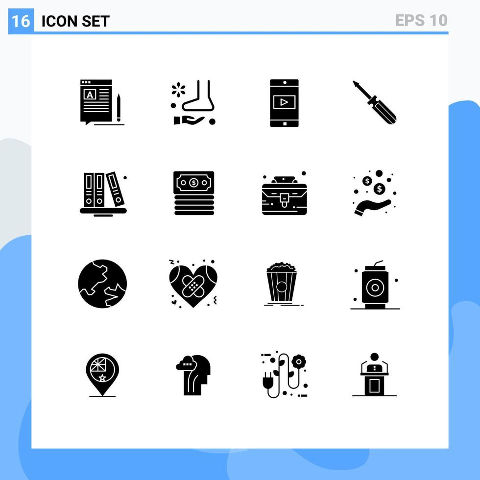 Stock Vector Icon Pack of 16 Line Signs and Symbols for repair driver spa screw mobile application Editable Vector Design Elements