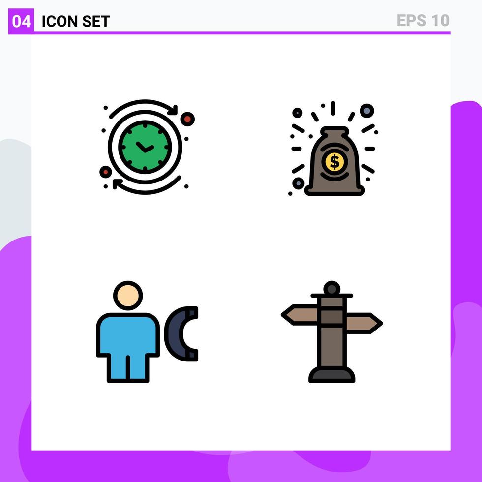 4 Filledline Flat Color concept for Websites Mobile and Apps backward avatar reverse collaboration call Editable Vector Design Elements