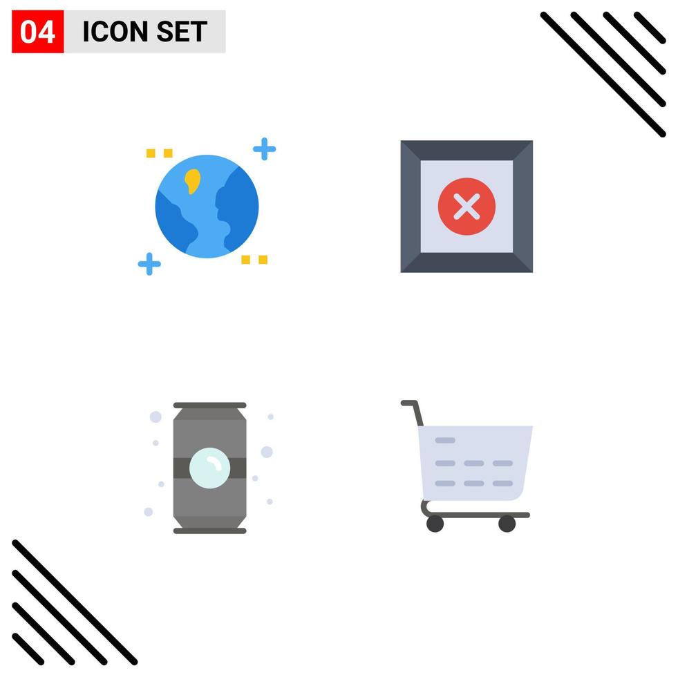 4 Thematic Vector Flat Icons and Editable Symbols of astronomy drink box bottle ecommerce Editable Vector Design Elements