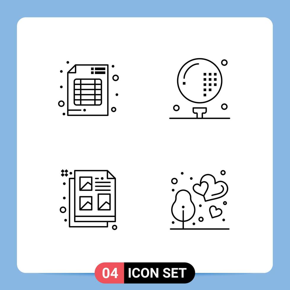 Line Pack of 4 Universal Symbols of audit creative business ball document Editable Vector Design Elements