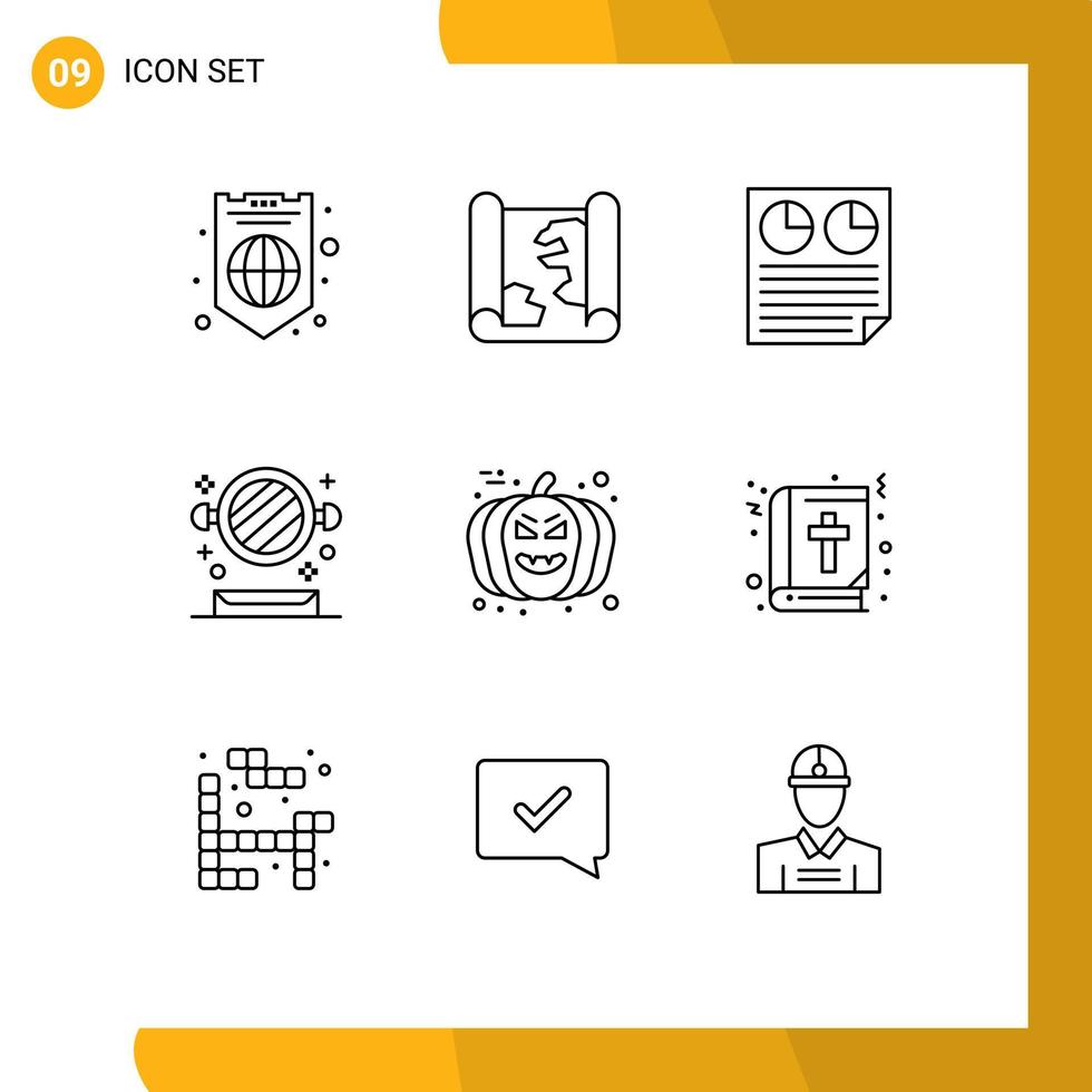 9 Thematic Vector Outlines and Editable Symbols of face shelf data mirror report Editable Vector Design Elements