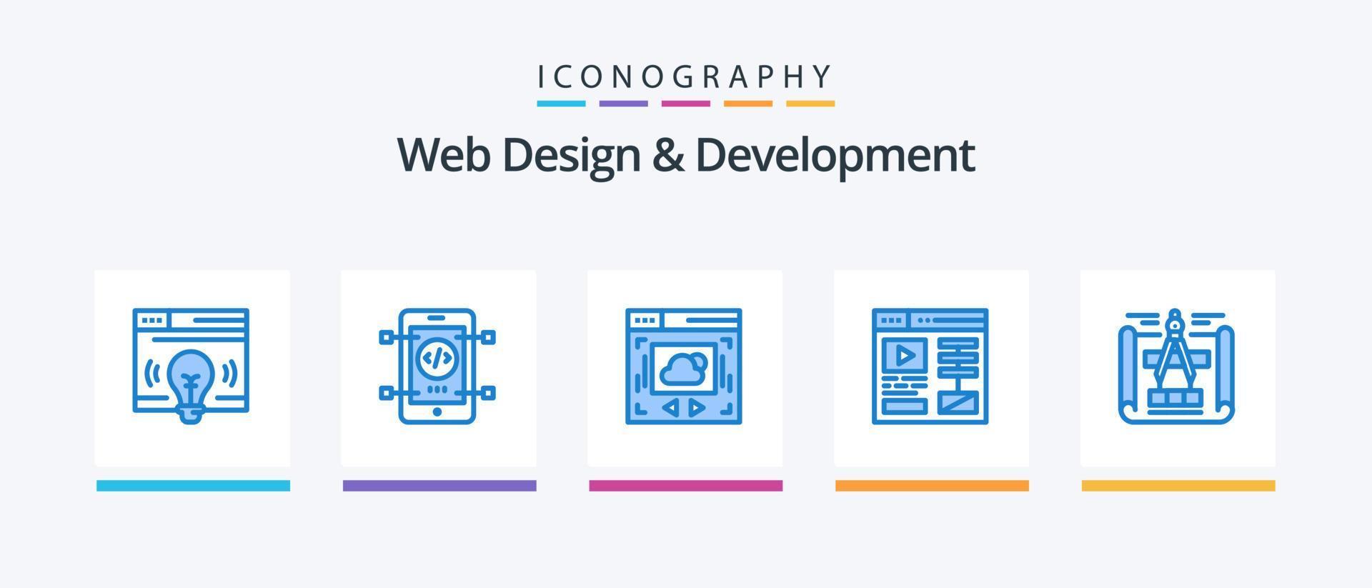 Web Design And Development Blue 5 Icon Pack Including sketch. blueprint. web page. web. design. Creative Icons Design vector