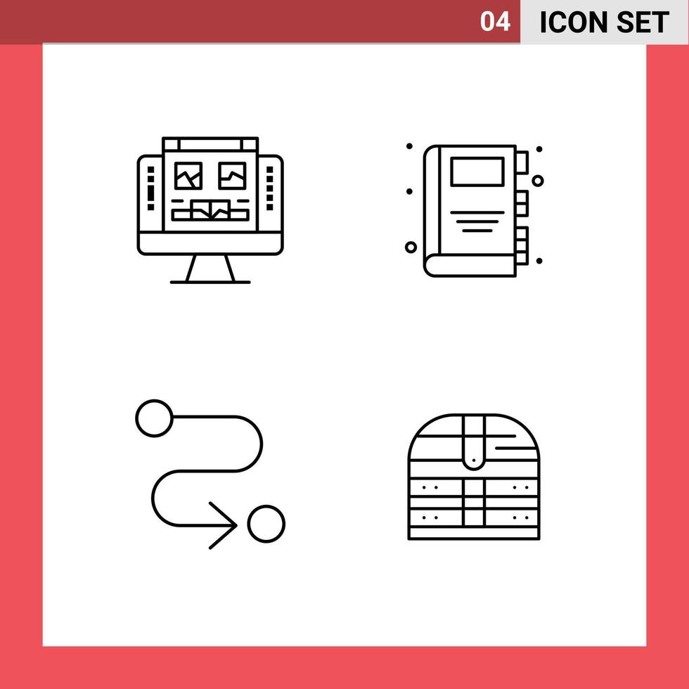User Interface Pack of 4 Basic Filledline Flat Colors of gallery route screen education money Editable Vector Design Elements