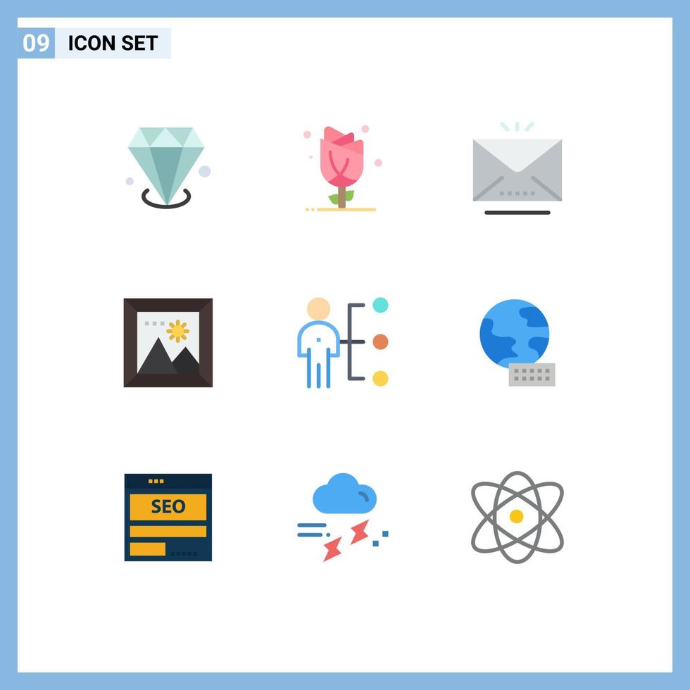 9 Thematic Vector Flat Colors and Editable Symbols of abilities picture rose photo open Editable Vector Design Elements