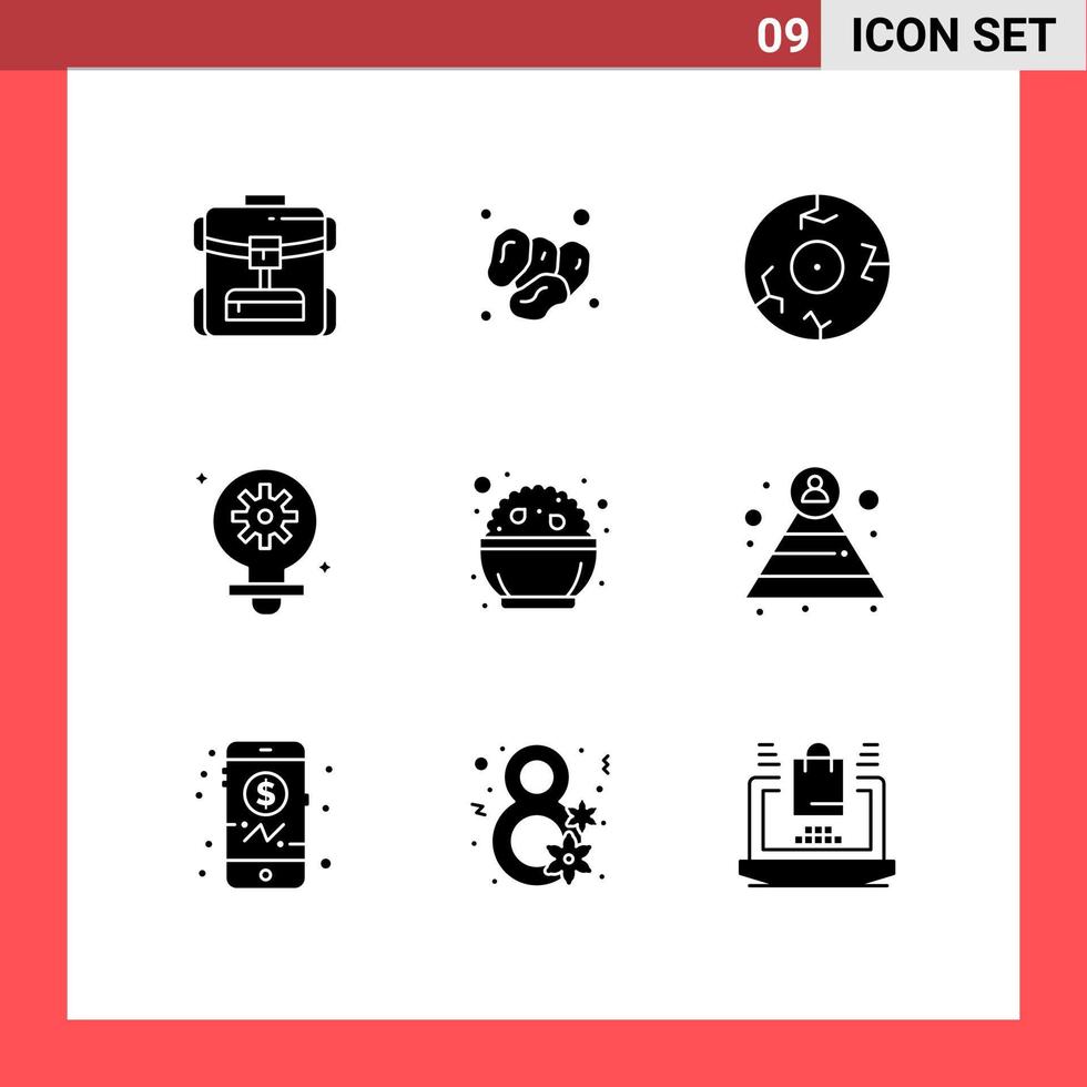 9 Solid Glyph concept for Websites Mobile and Apps food setting food light horror Editable Vector Design Elements